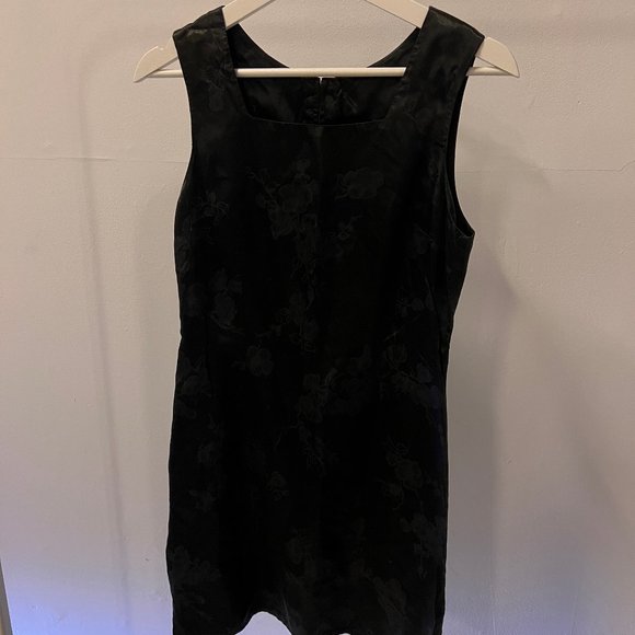 Satin Sleeveless Dress with Floral Print in Black - Picture 2 of 5